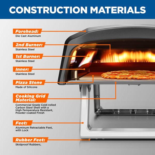 Nutrichef Portable Gas Pizza Oven - 12" Pizza In 60s Stainless Steel Easy Setup