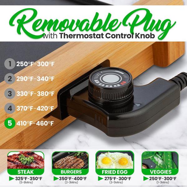Nutrichef Smokeless Indoor Electric Grill Non-Stick Bamboo Tray 1800W