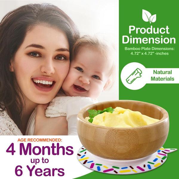 Nutrichef Sparkle Bamboo Bowl With Silicone Suction And Spoon For Baby And Toddlers