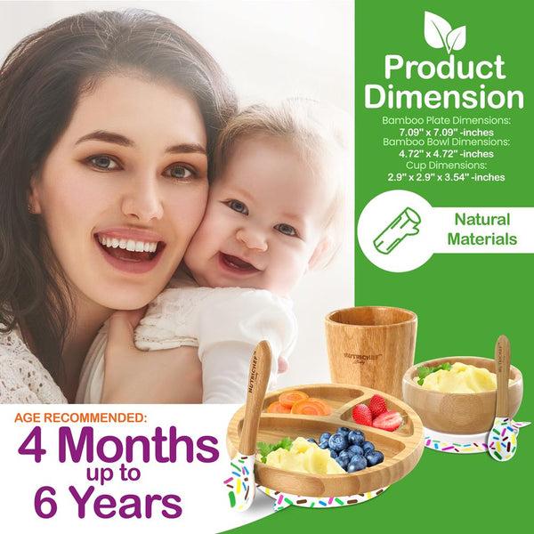 Nutrichef Sparkle Bamboo Dinnerware Set With Silicone Suction For Kids