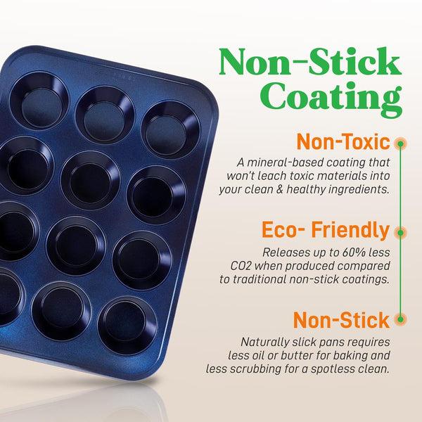 Nutrichef Stackable Non-Stick Bakeware Set Easy Release Carbon Steel Black