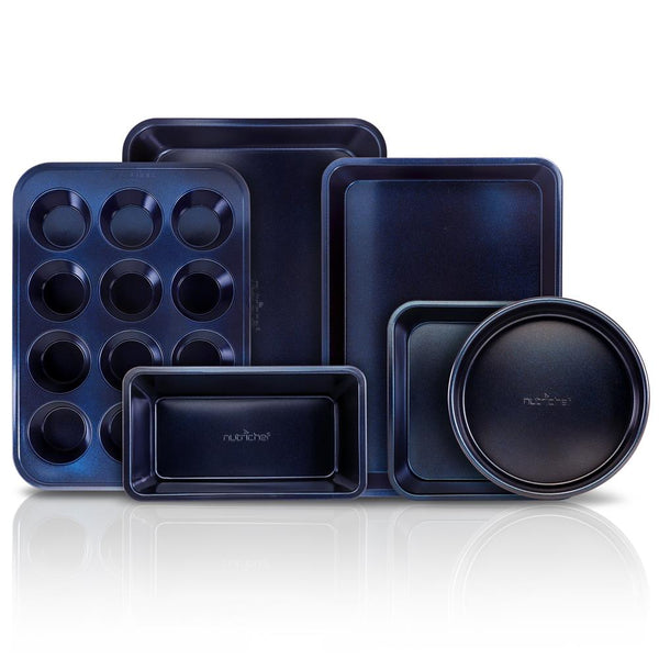 nutrichef Stackable Non-Stick Bakeware Set Easy Release Carbon Steel Black