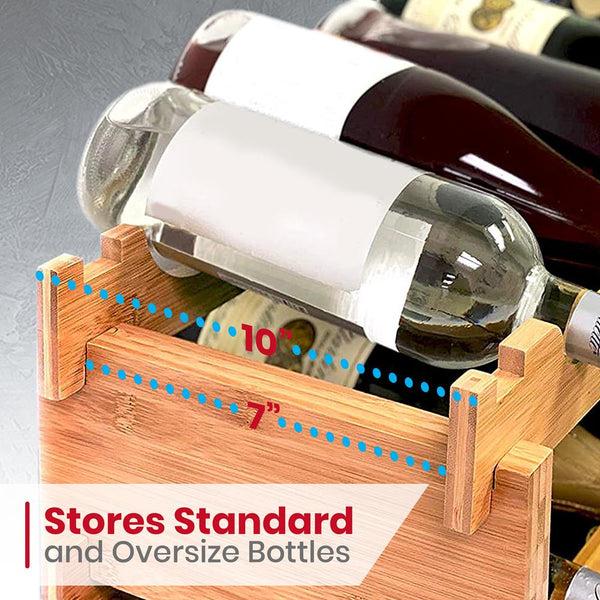 Nutrichef Stackable Wine Storage Rack - Wine Rack With 36 Bottle Slots 4-Tier Modular Wine Display Shelves