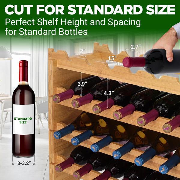 Nutrichef Stackable Wine Storage Rack - Wine Rack With 36 Bottle Slots 4-Tier Modular Wine Display Shelves