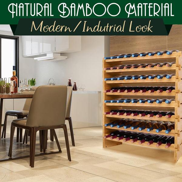 Nutrichef Stackable Wine Storage Rack - Wine Rack With 72 Bottle Slots 8-Tier Modular Wine Display Shelves