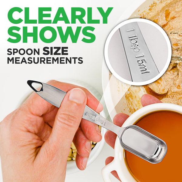 Nutrichef Stainless Steel Measuring Spoons Set 6Pc - Precise Easy-Clean Oval Shape