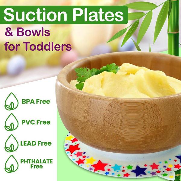Nutrichef Stars Bamboo Dinnerware Set With Silicone Suction For Kids