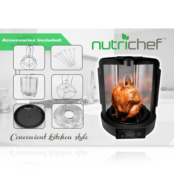 Nutrichef Vertical Countertop Rotisserie Rotating Oven (Black)