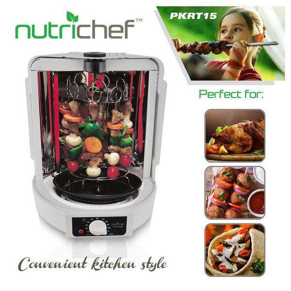 Nutrichef Vertical Countertop Rotisserie Rotating Oven (White)