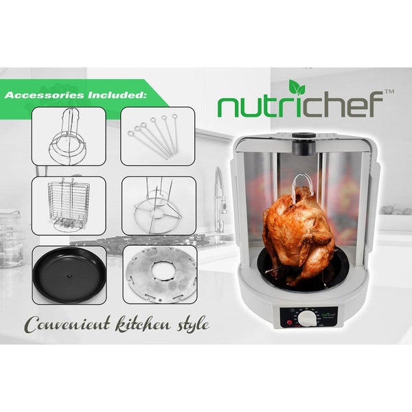Nutrichef Vertical Countertop Rotisserie Rotating Oven (White)