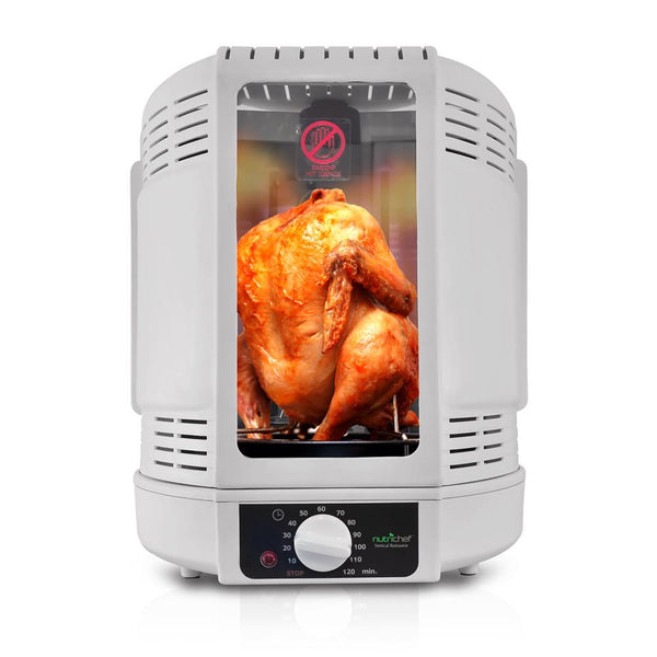 nutrichef Vertical Countertop Rotisserie Rotating Oven (White)