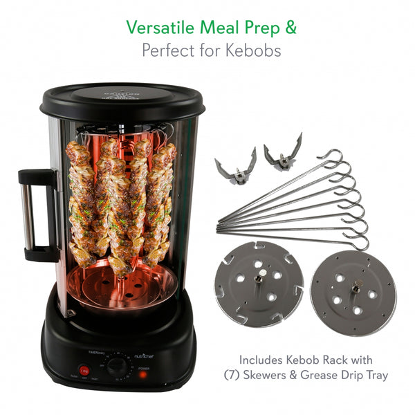 Nutrichef Vertical Rotisserie Oven - Rotating Kebob Cooker