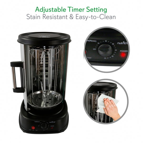 Nutrichef Vertical Rotisserie Oven - Rotating Kebob Cooker