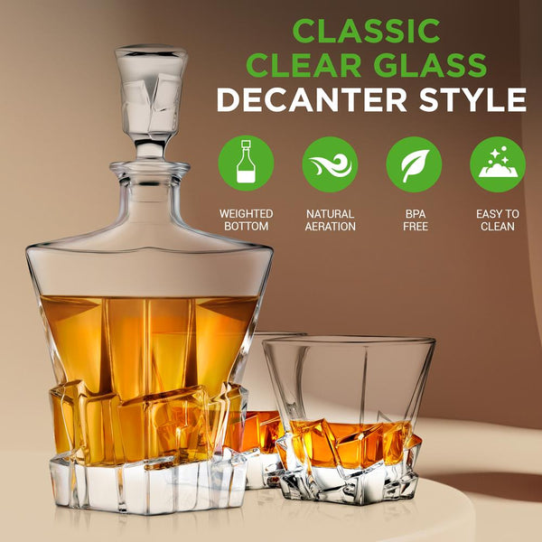 Nutrichef Whiskey Decanter Enhances Taste Crystal Glass 750ml Capacity
