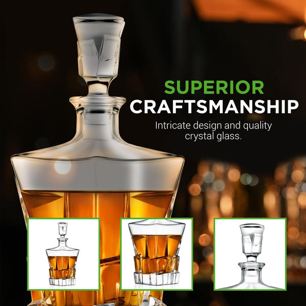 Nutrichef Whiskey Decanter Enhances Taste Crystal Glass 750ml Capacity