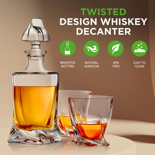 Nutrichef Whiskey Decanter Enhances Taste Crystal Glass 750ml Capacity