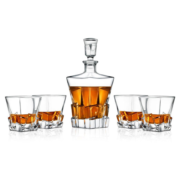 nutrichef Whiskey Decanter Set Enhances Flavor Crystal Glass Clear