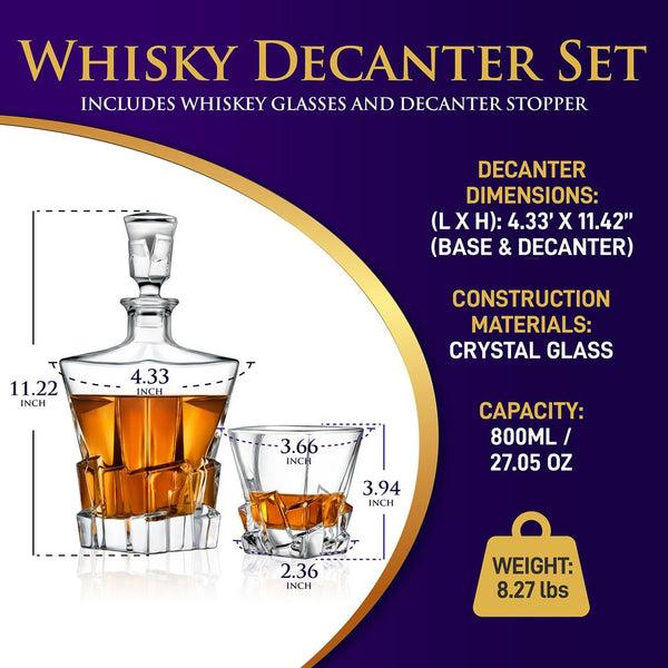 Nutrichef Whiskey Decanter Set Enhances Flavor Crystal Glass Clear