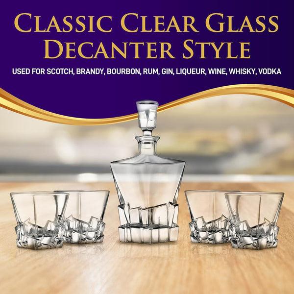 Nutrichef Whiskey Decanter Set Enhances Flavor Crystal Glass Clear
