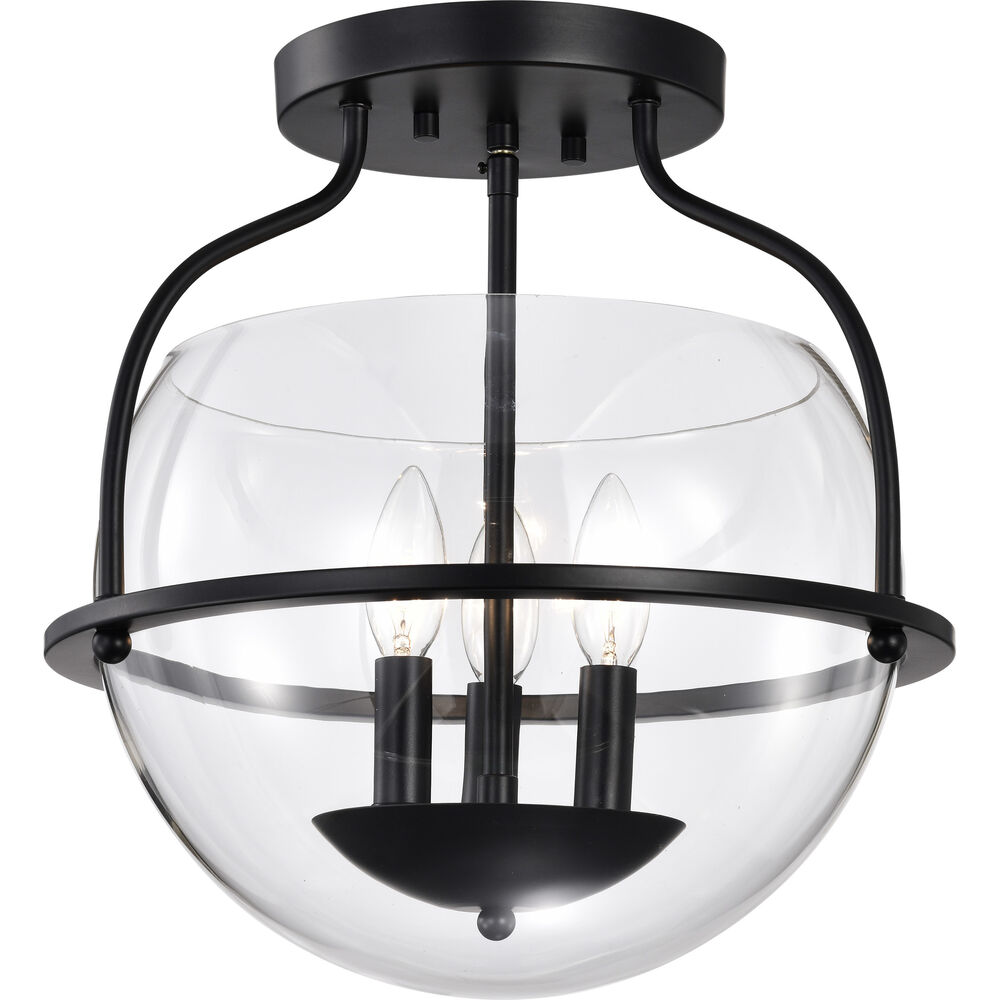 Nuvo Lighting Amado 3 Light 14 Inch Matte Black Semi Flush Mount Ceiling Light