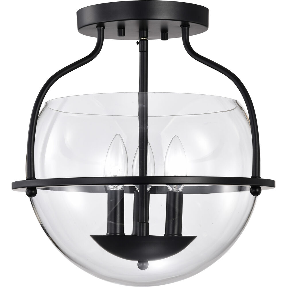 Nuvo Lighting Amado 3 Light 14 Inch Matte Black Semi Flush Mount Ceiling Light