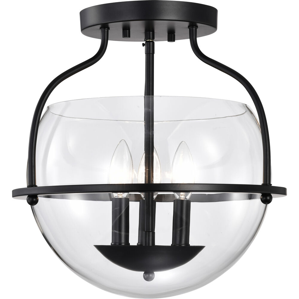 Nuvo Lighting Amado 3 Light 14 Inch Matte Black Semi Flush Mount Ceiling Light