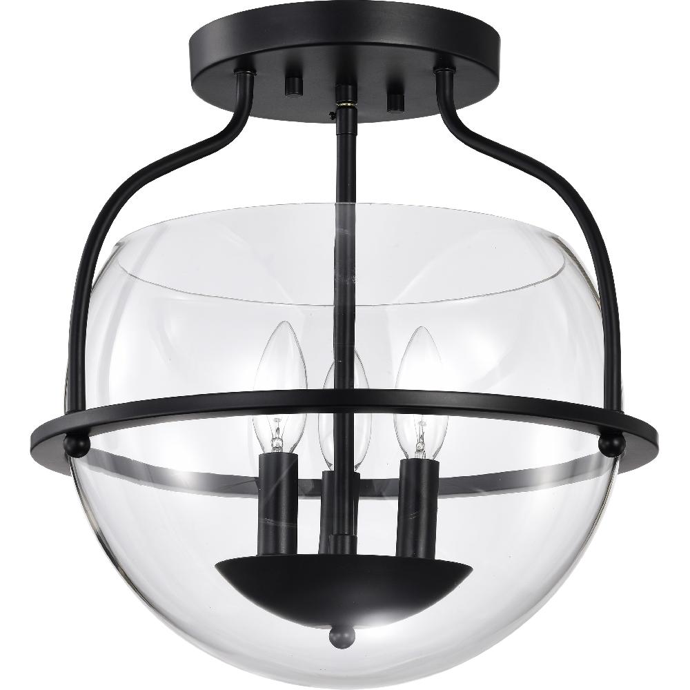 nuvo lighting Amado 3 Light 14 inch Matte Black Semi Flush Mount Ceiling Light