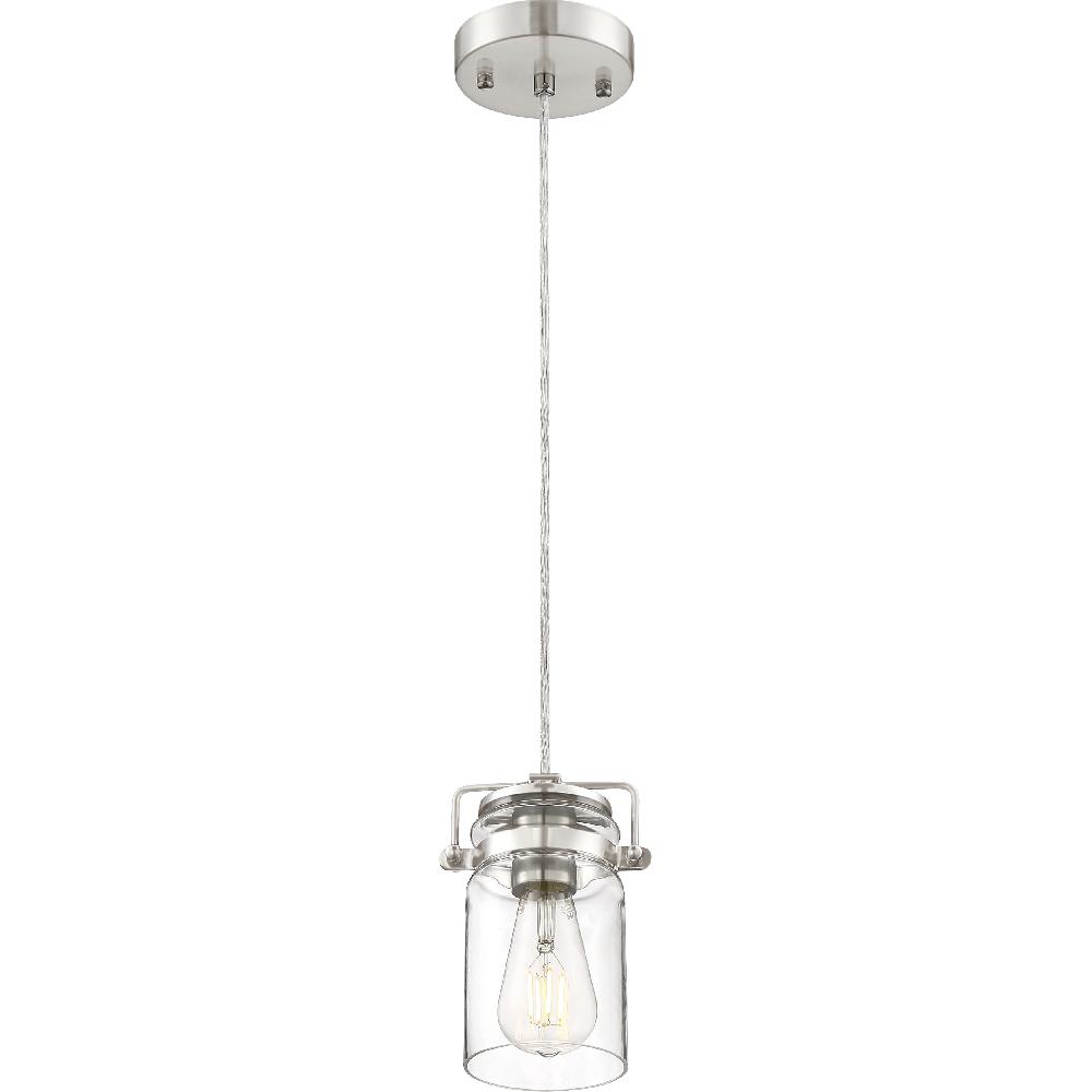 nuvo lighting Antebellum 1 Light 5 inch Brushed Nickel and Clear Mini Pendant Ceiling Light