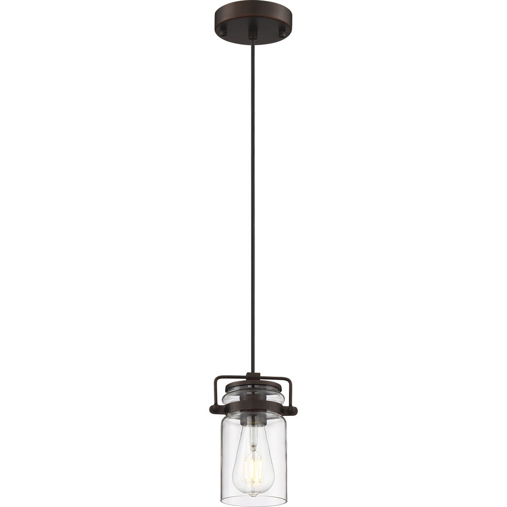 Nuvo Lighting Antebellum 1 Light 5 Inch Mahogany Bronze And Clear Mini Pendant Ceiling Light