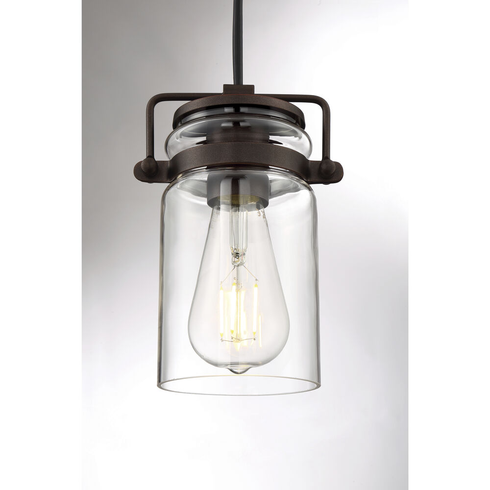 Nuvo Lighting Antebellum 1 Light 5 Inch Mahogany Bronze And Clear Mini Pendant Ceiling Light