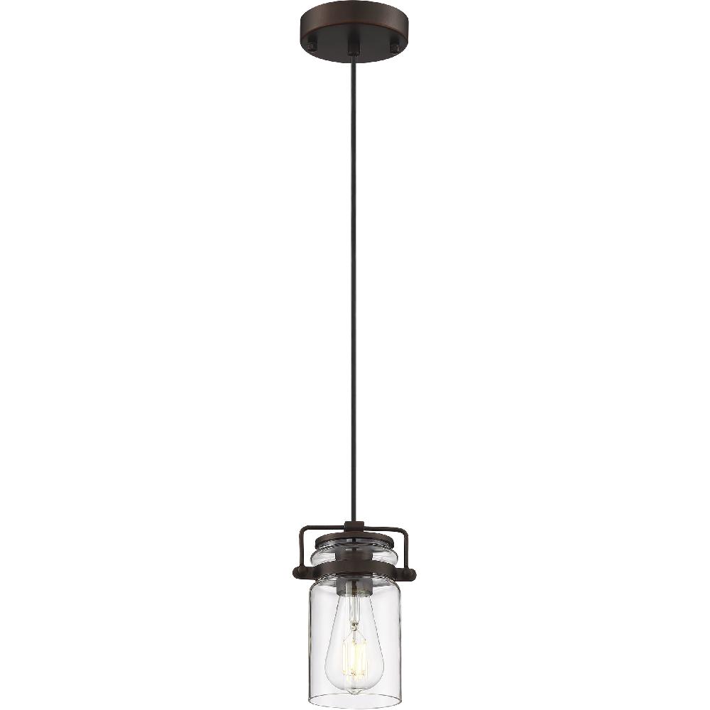 nuvo lighting Antebellum 1 Light 5 inch Mahogany Bronze and Clear Mini Pendant Ceiling Light
