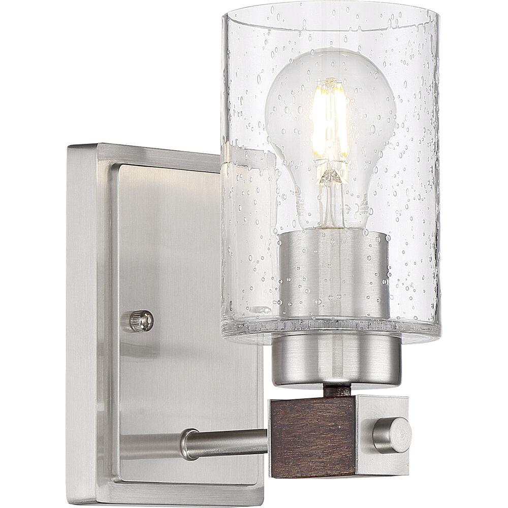 Nuvo Lighting Arabel 1 Light 4.25 Inch Brushed Nickel And Nutmeg Wood Vanity Light Wall Light
