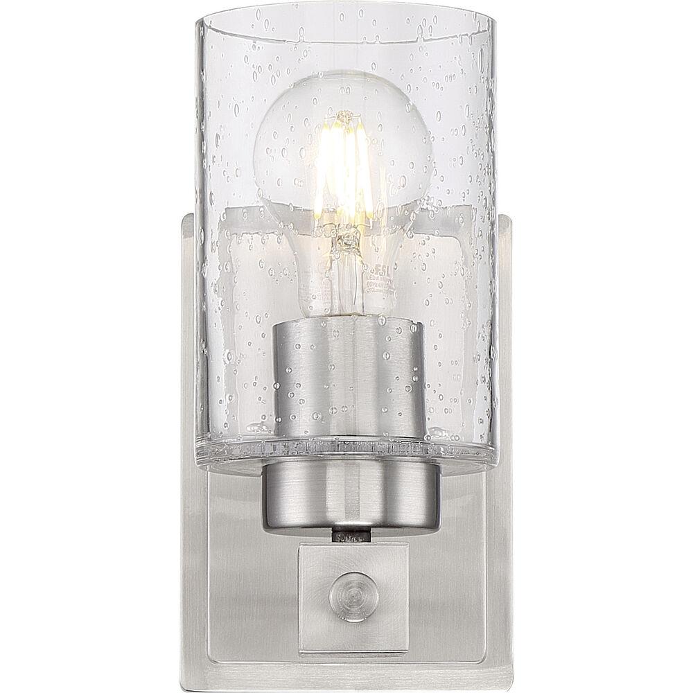 Nuvo Lighting Arabel 1 Light 4.25 Inch Brushed Nickel And Nutmeg Wood Vanity Light Wall Light