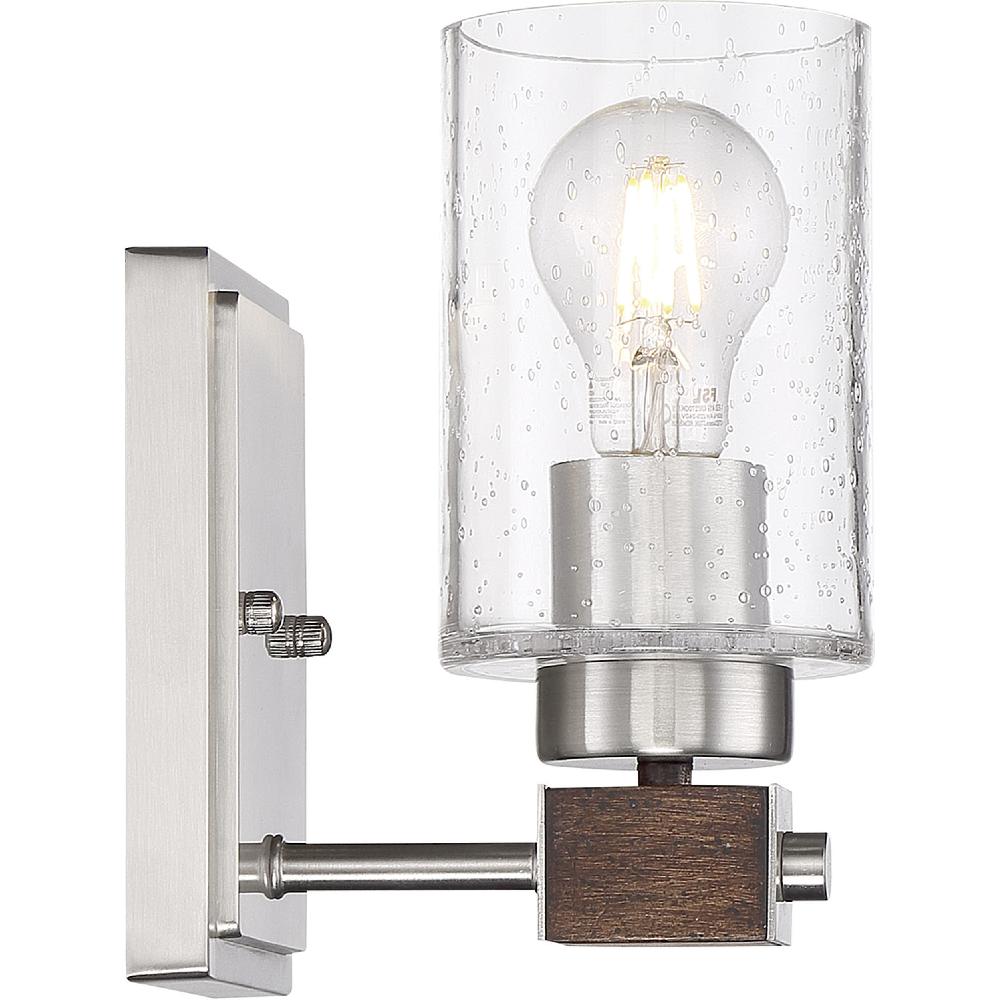 nuvo lighting Arabel 1 Light 4.25 inch Brushed Nickel and Nutmeg Wood Vanity Light Wall Light