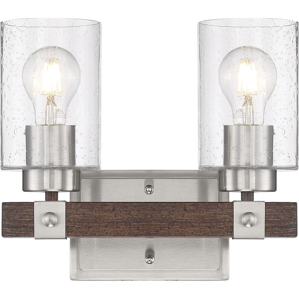 Nuvo Lighting Arabel 2 Light 11.5 Inch Brushed Nickel And Nutmeg Wood Vanity Light Wall Light