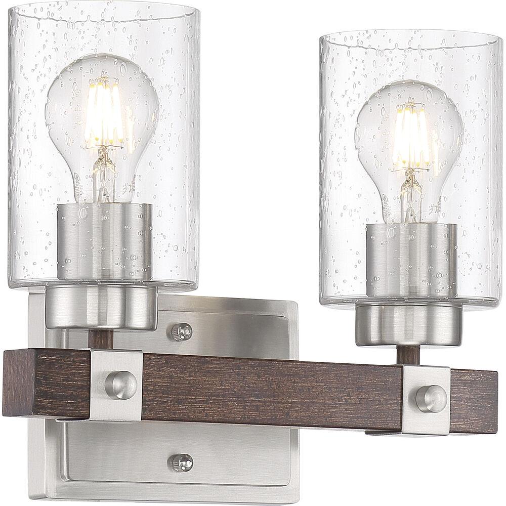 Nuvo Lighting Arabel 2 Light 11.5 Inch Brushed Nickel And Nutmeg Wood Vanity Light Wall Light