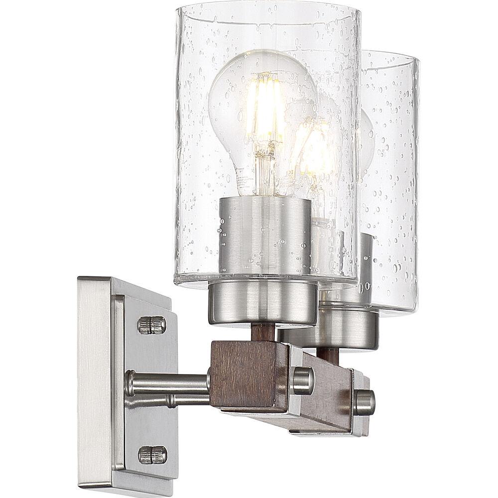 Nuvo Lighting Arabel 2 Light 11.5 Inch Brushed Nickel And Nutmeg Wood Vanity Light Wall Light