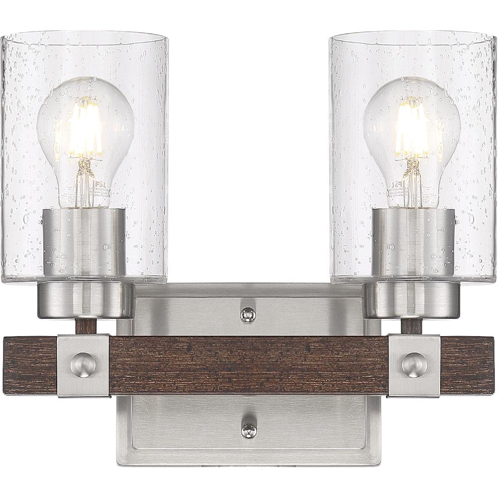 nuvo lighting Arabel 2 Light 11.5 inch Brushed Nickel and Nutmeg Wood Vanity Light Wall Light