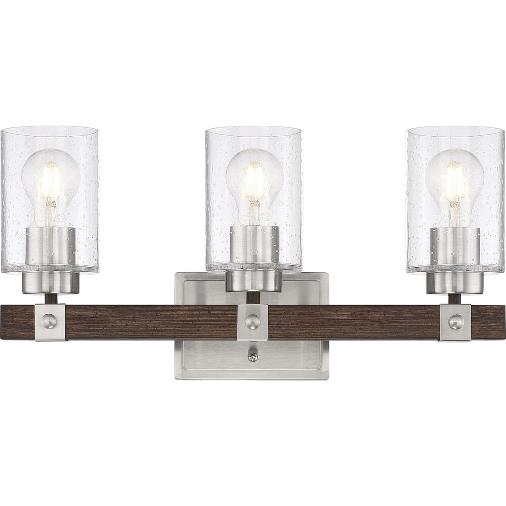 Nuvo Lighting Arabel 3 Light 20.25 Inch Brushed Nickel And Nutmeg Wood Vanity Light Wall Light