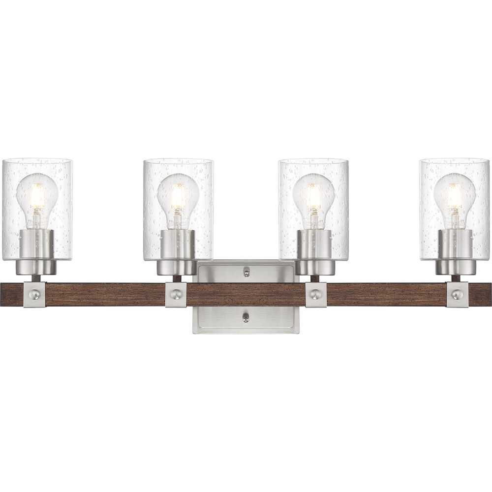 Nuvo Lighting Arabel 4 Light 28.25 Inch Brushed Nickel And Nutmeg Wood Vanity Light Wall Light