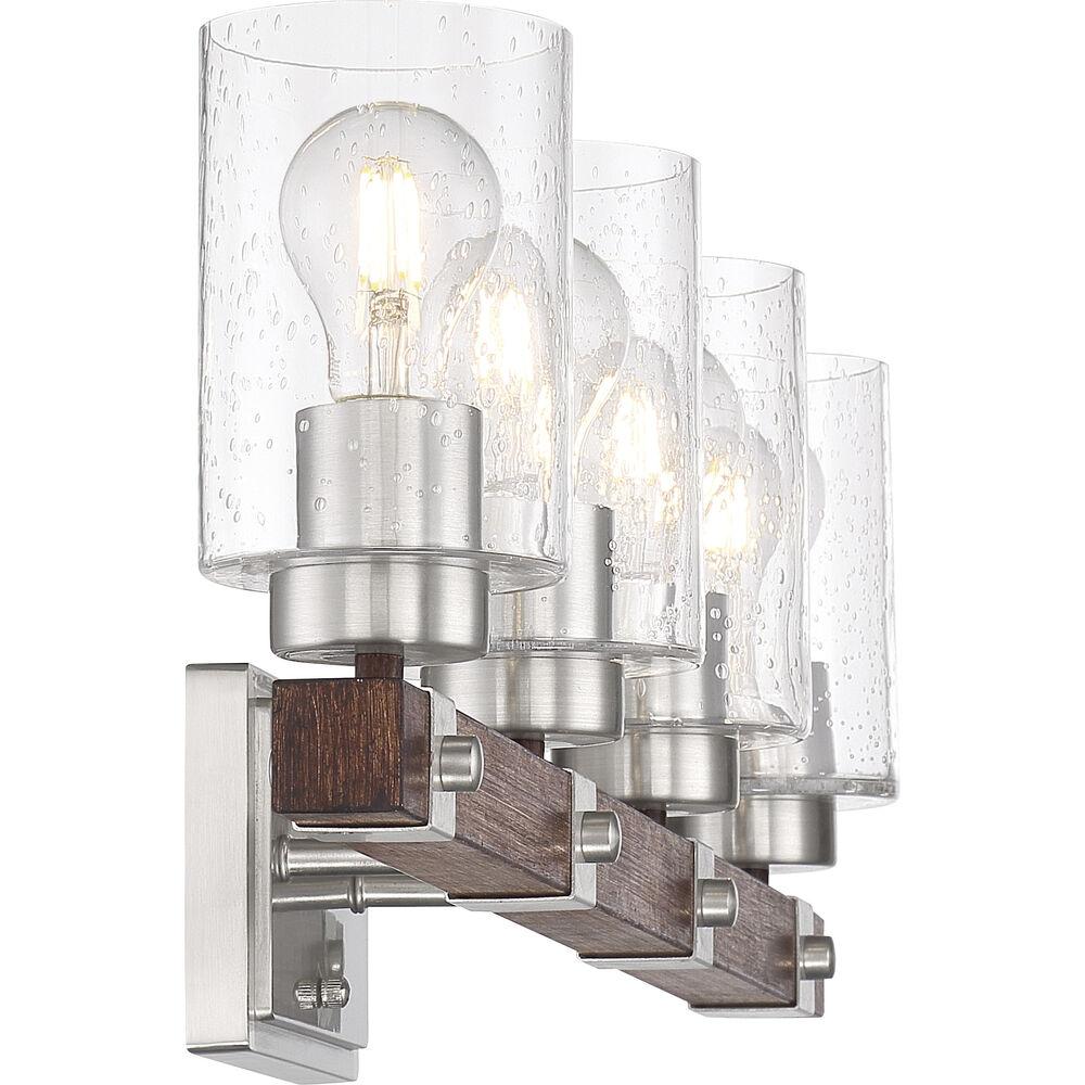 Nuvo Lighting Arabel 4 Light 28.25 Inch Brushed Nickel And Nutmeg Wood Vanity Light Wall Light