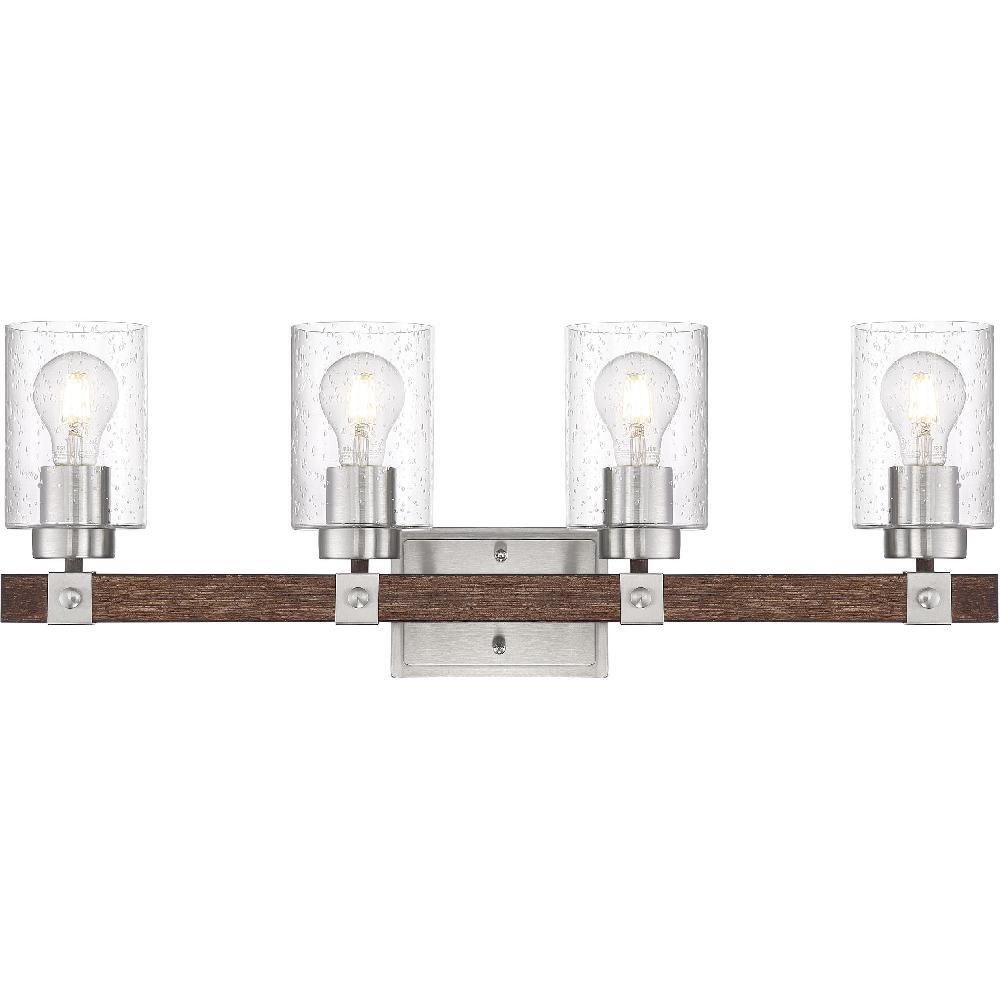 nuvo lighting Arabel 4 Light 28.25 inch Brushed Nickel and Nutmeg Wood Vanity Light Wall Light