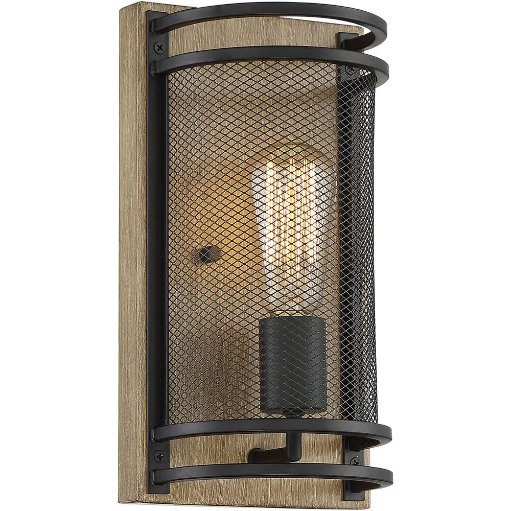 Nuvo Lighting Atelier 1 Light 6.25 Inch Black And Honey Wood Vanity Light Wall Light