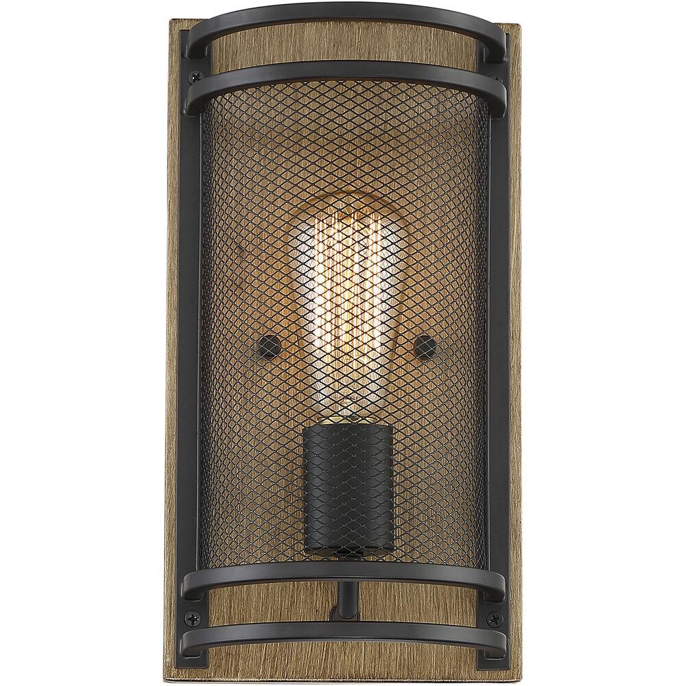 Nuvo Lighting Atelier 1 Light 6.25 Inch Black And Honey Wood Vanity Light Wall Light