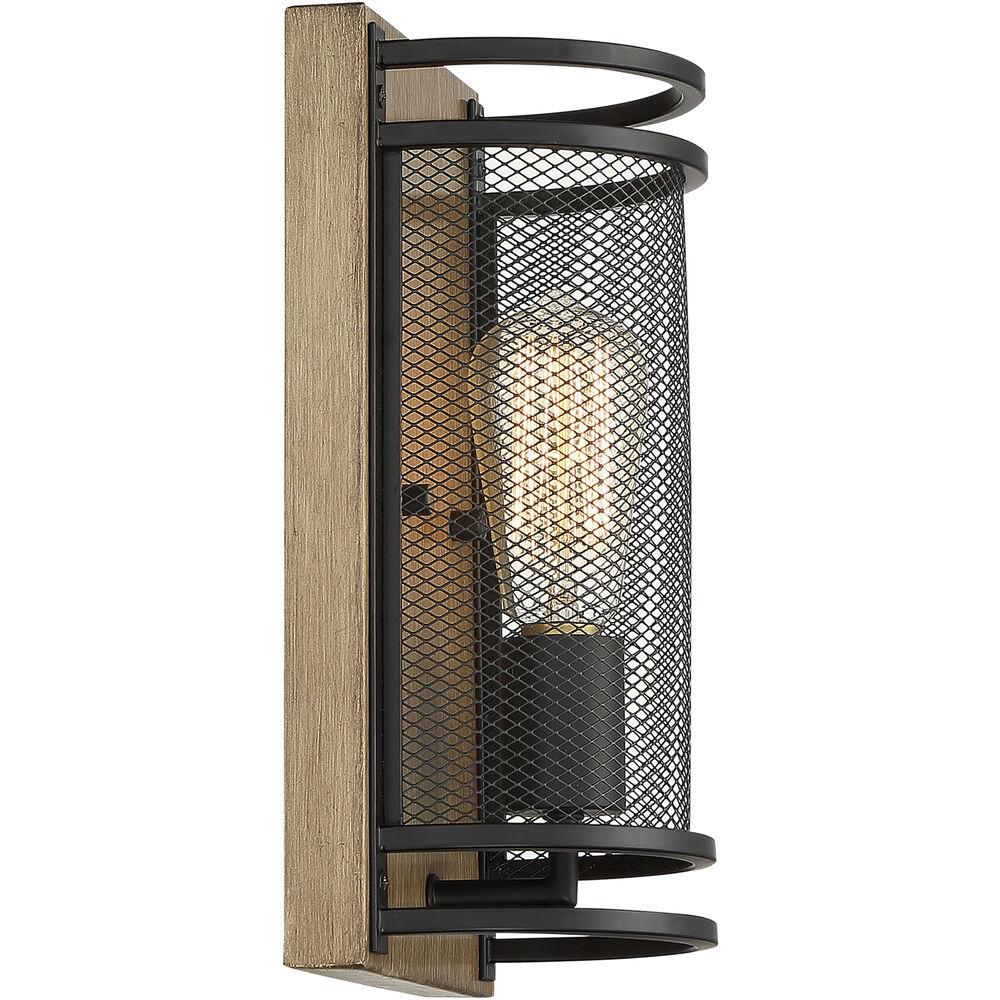 Nuvo Lighting Atelier 1 Light 6.25 Inch Black And Honey Wood Vanity Light Wall Light