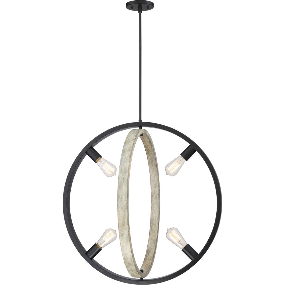 Nuvo Lighting Augusta 4 Light 24.63 Inch Black And Gray Wood Pendant Ceiling Light