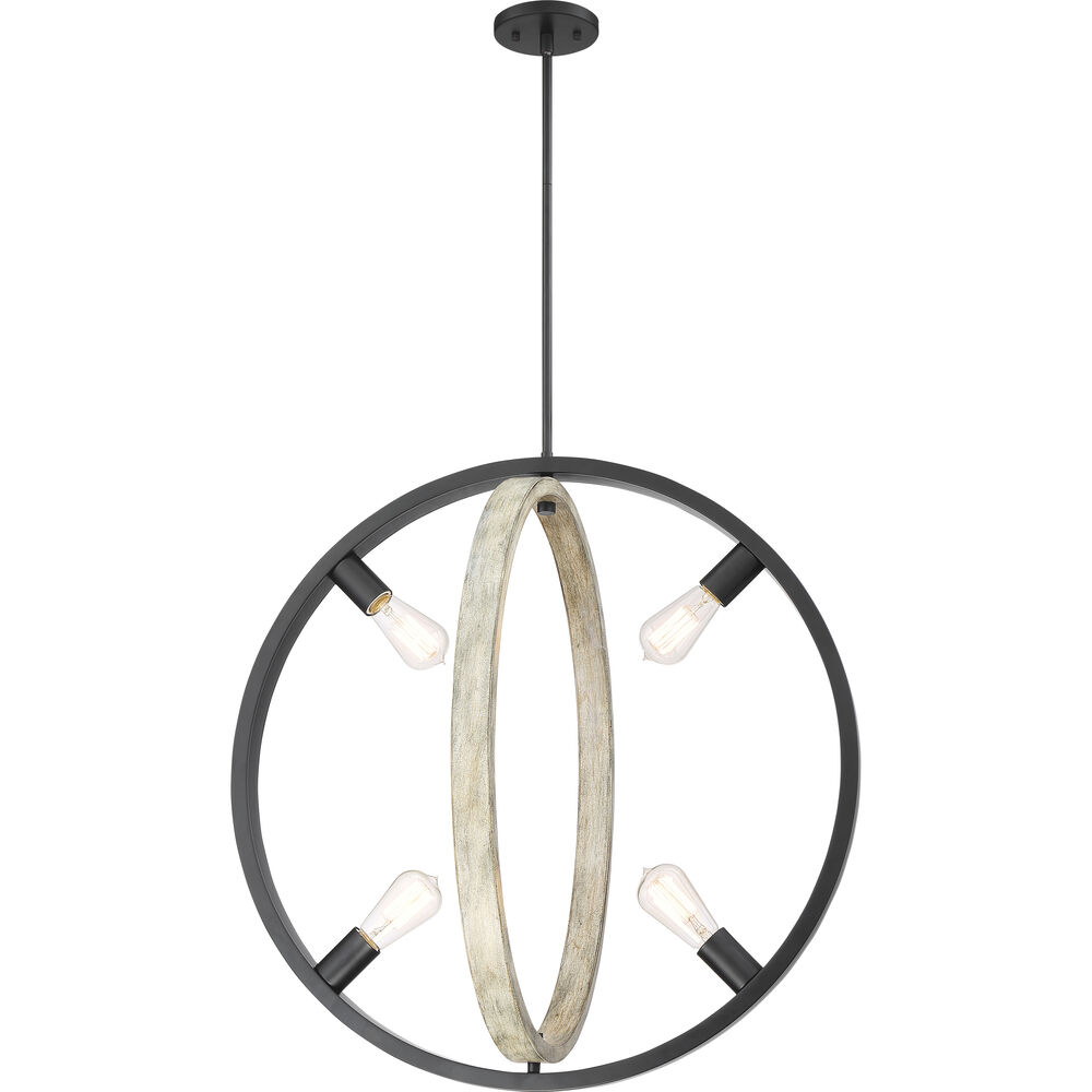 Nuvo Lighting Augusta 4 Light 24.63 Inch Black And Gray Wood Pendant Ceiling Light