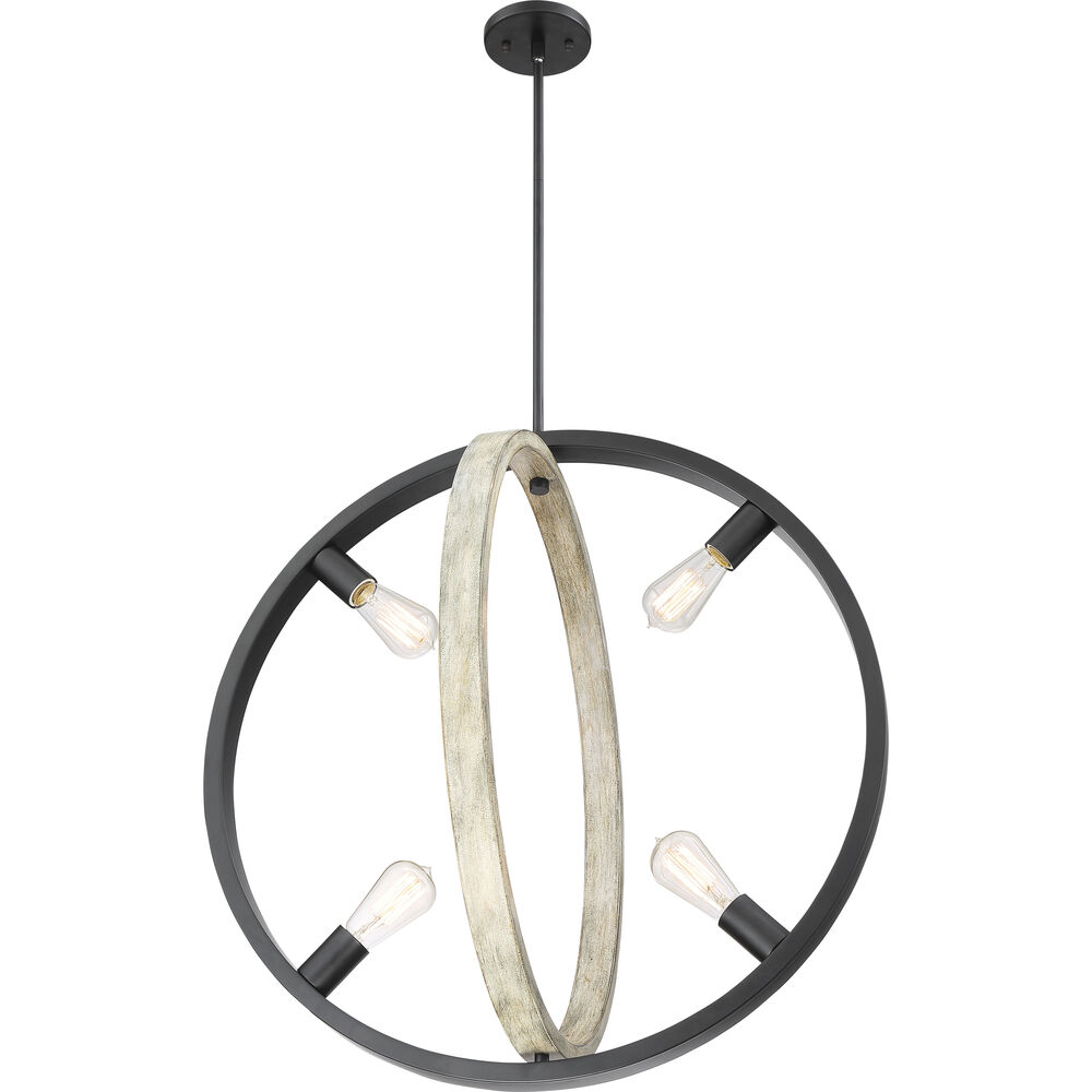 Nuvo Lighting Augusta 4 Light 24.63 Inch Black And Gray Wood Pendant Ceiling Light