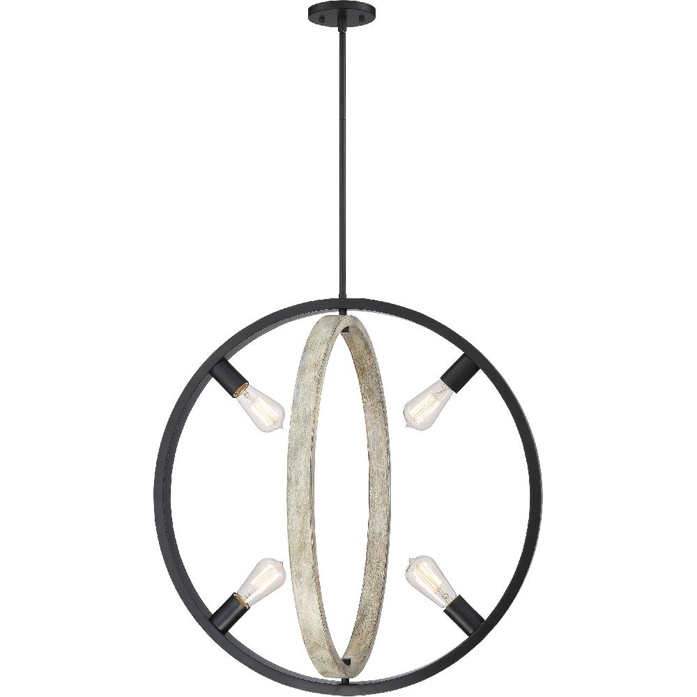 nuvo lighting Augusta 4 Light 24.63 inch Black and Gray Wood Pendant Ceiling Light