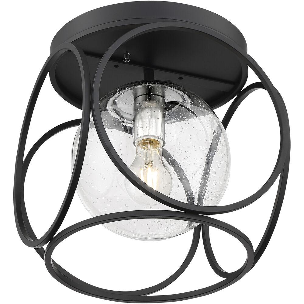 Nuvo Lighting Aurora 1 Light 13 Inch Black And Polished Nickel Flush Mount Fixture Ceiling Light